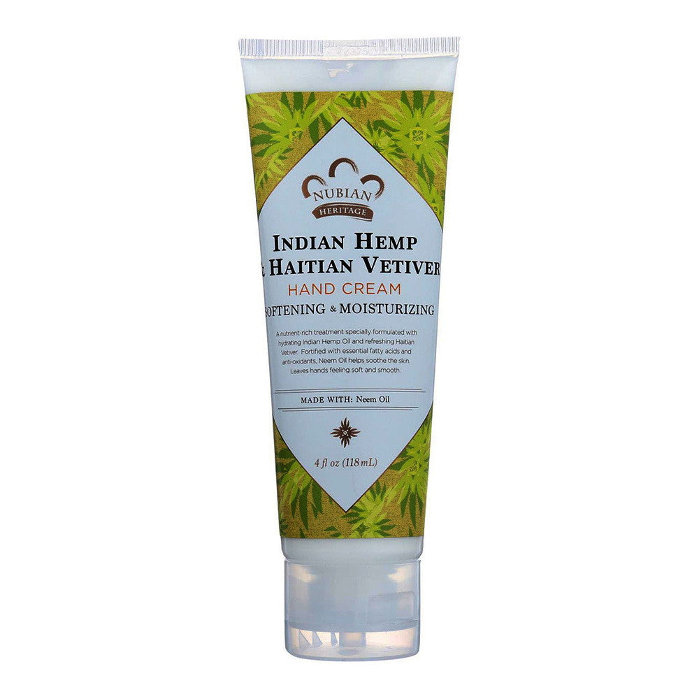Nubian Heritage Indian Hemp And Haitian Vetiver Hand Cream, 4 Oz